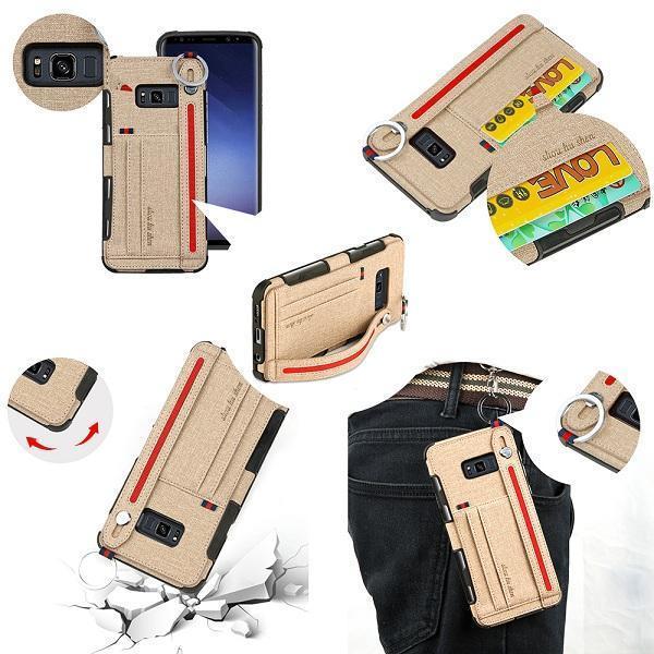 Canvas Pattern Multi-function Leather Phone Case for Samsung Galaxy S9 / S9 Plus