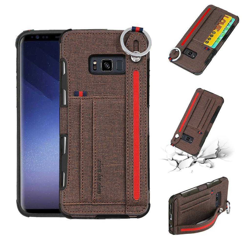Canvas Pattern Multi-function Leather Phone Case for Samsung Galaxy S9 / S9 Plus