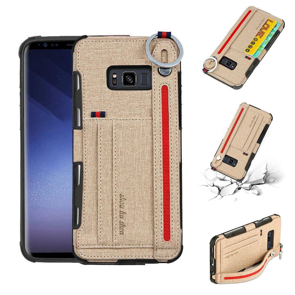 Canvas Pattern Multi-function Leather Phone Case for Samsung Galaxy S9 / S9 Plus